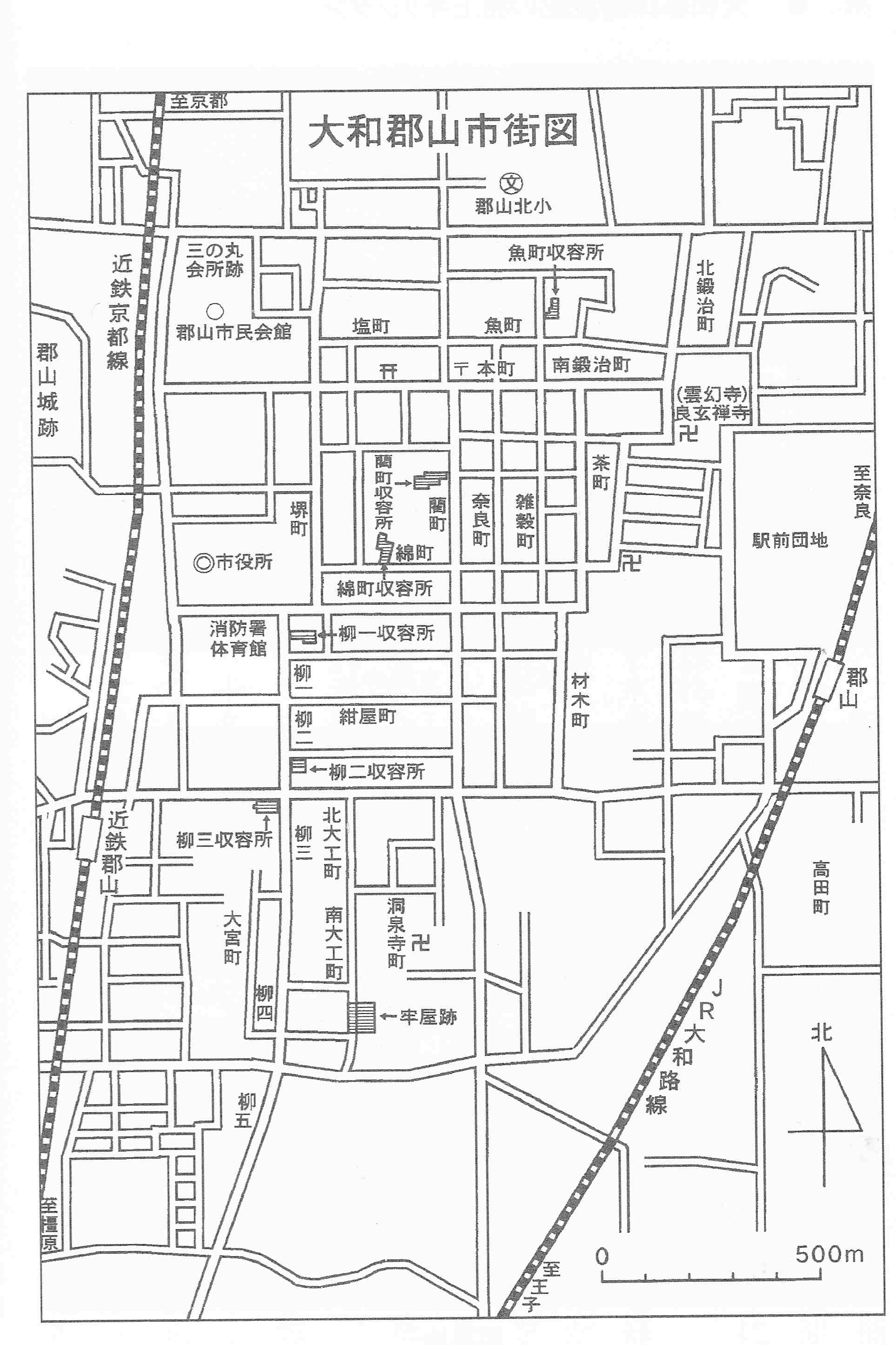 市内寄宿先配置図